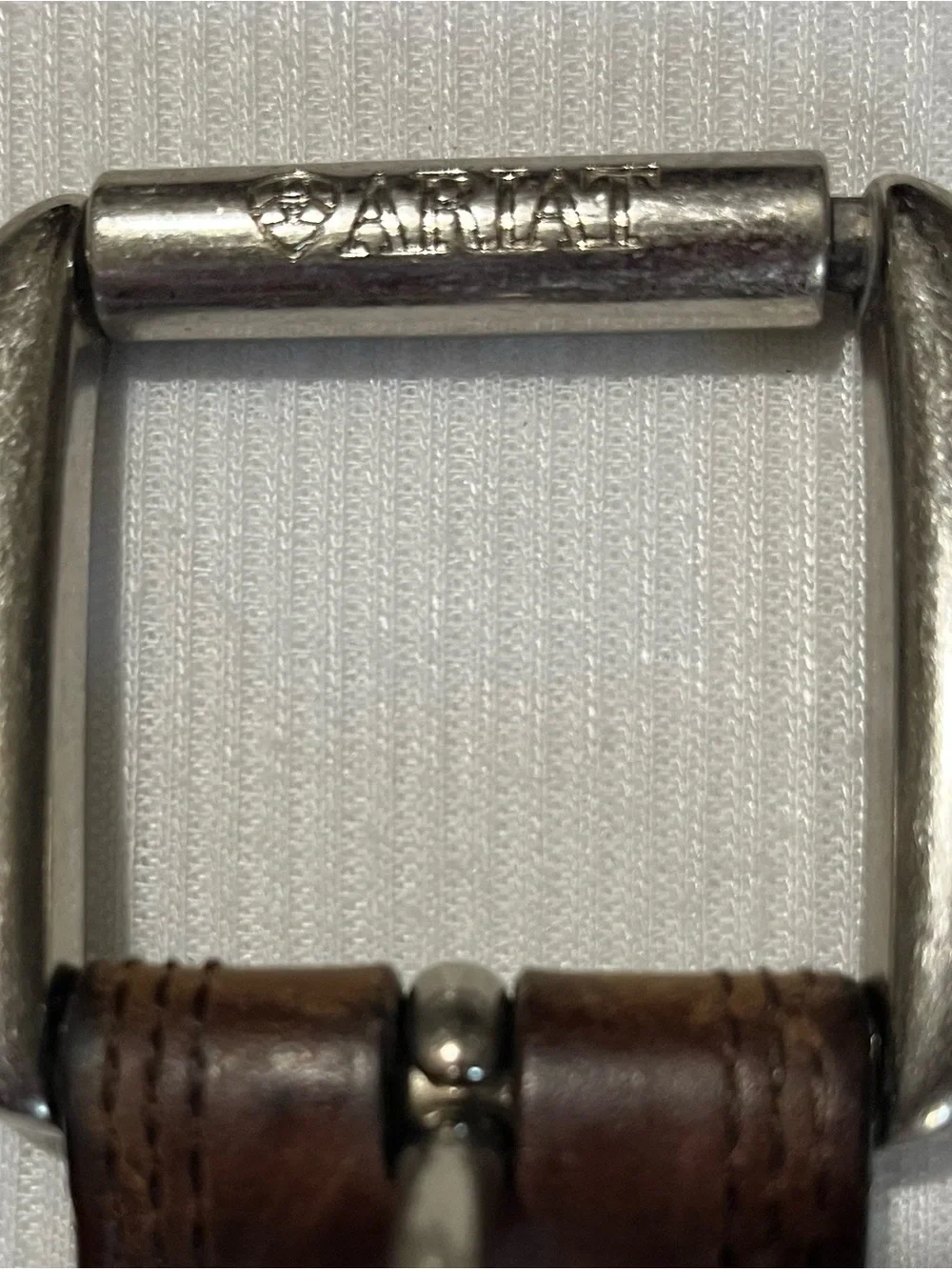 Men's Ariat Brown Leather Belt Size 44-48 w/Silver Hardware